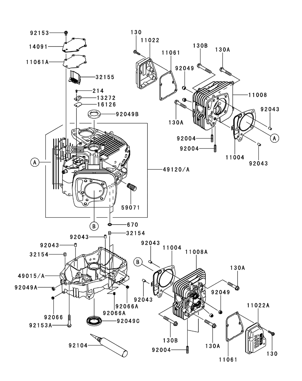Kawasaki Fr730v-As05 Cylinder And Crankcase Diagram and Parts List for Z-FORCES60 (17AI5GHD-17AI5GHD010)(2012) Cub Cadet Lawn Tractor